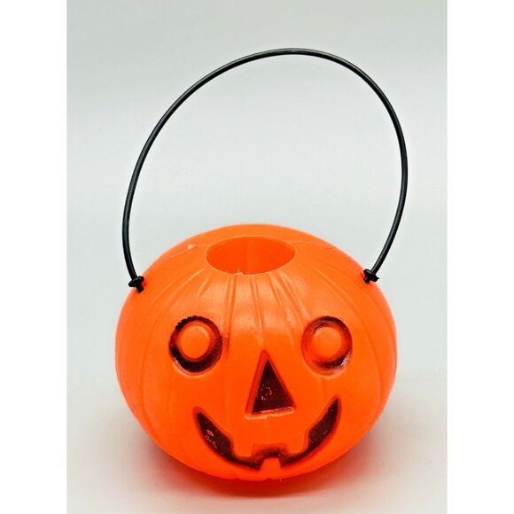 Other - Halloween Blow Mold Pumpkin Jack O Lantern Trick Or Treat Bucket Pail Small 3"